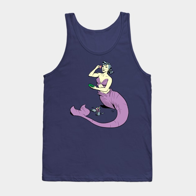 Mermaid putting on make-up Tank Top by Victor Maristane